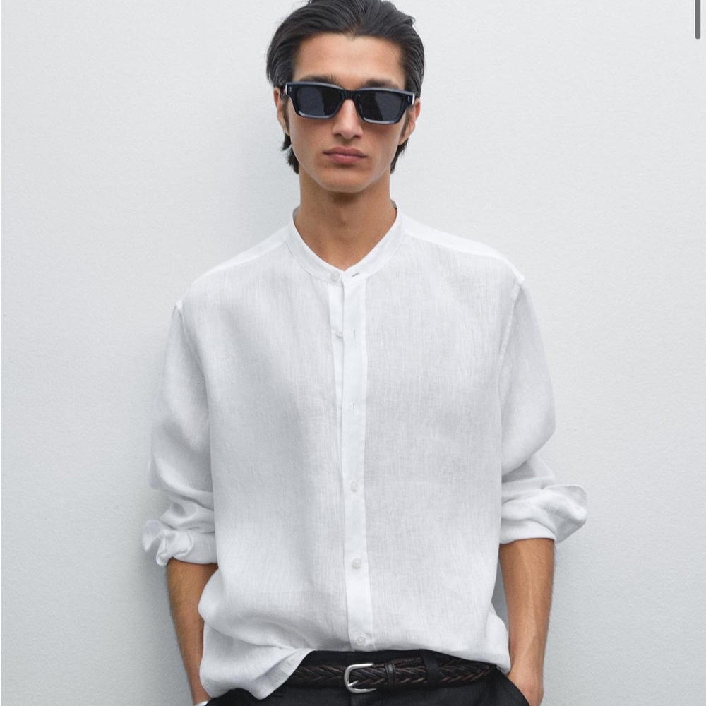 Massimo Dutti 100% Linen Sheer Shirt Size Large